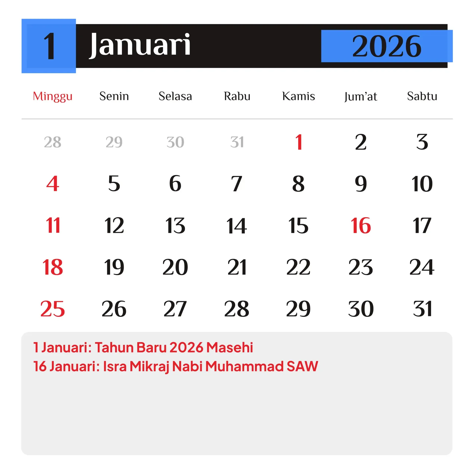 Preview Kalender 2026